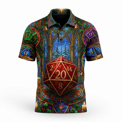 Christmas Dice AOP Apparel - Stained Glass Holiday Fantasy RPG