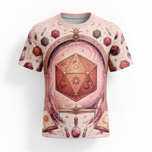Celestial D20 AOP T-Shirt - Mystic Fantasy RPG Streetwear