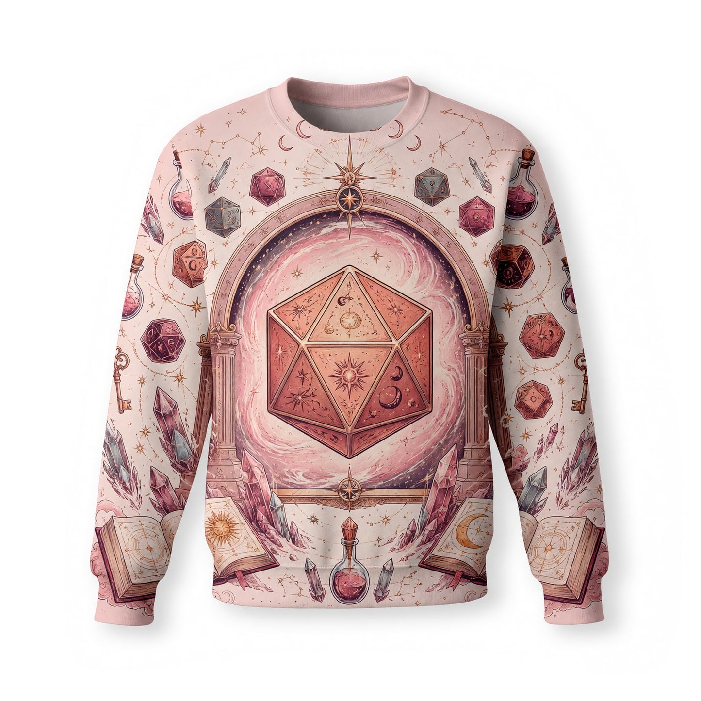 Celestial D20 AOP T-Shirt - Mystic Fantasy RPG Streetwear