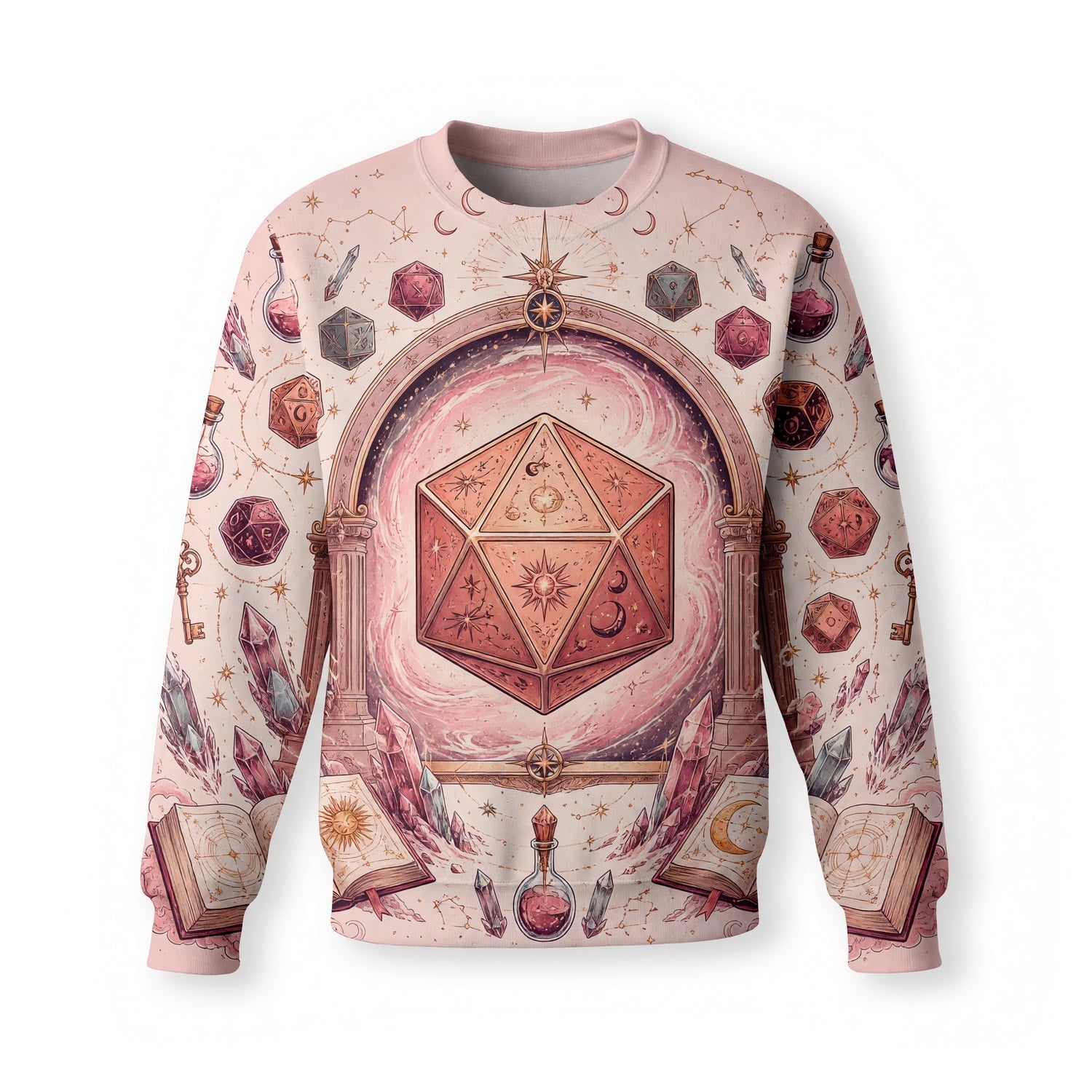 Celestial D20 AOP T-Shirt - Mystic Fantasy RPG Streetwear