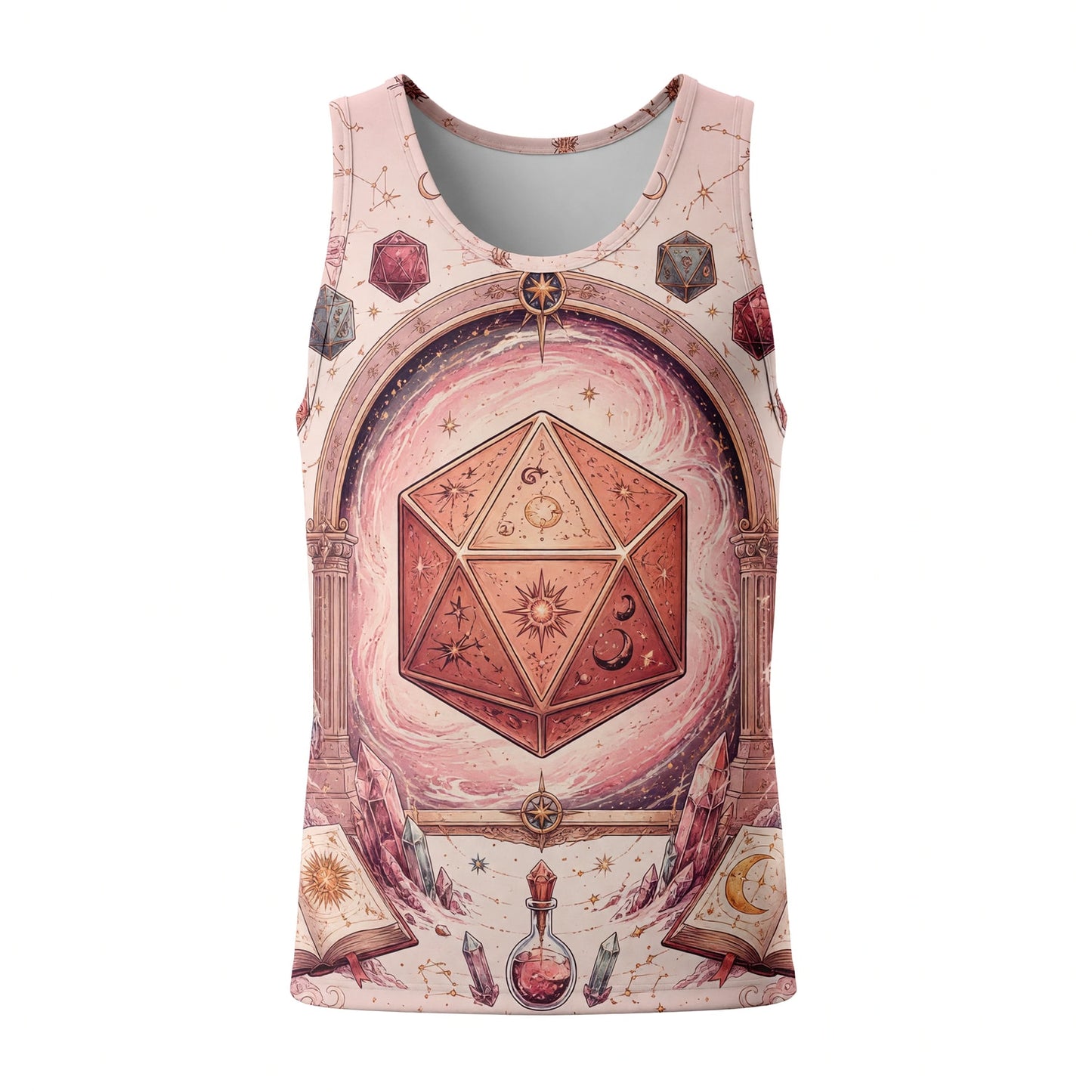 Celestial D20 AOP T-Shirt - Mystic Fantasy RPG Streetwear