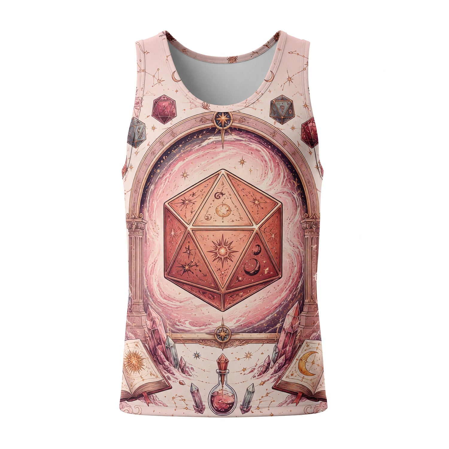 Celestial D20 AOP T-Shirt - Mystic Fantasy RPG Streetwear