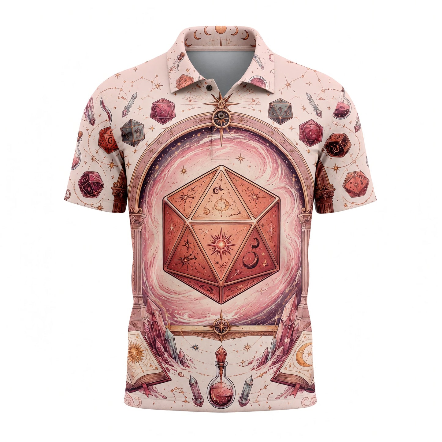 Celestial D20 AOP T-Shirt - Mystic Fantasy RPG Streetwear