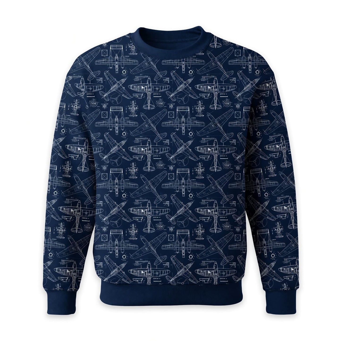 Vintage Aircraft Blueprint AOP T-Shirt - Retro Aviation Streetwear
