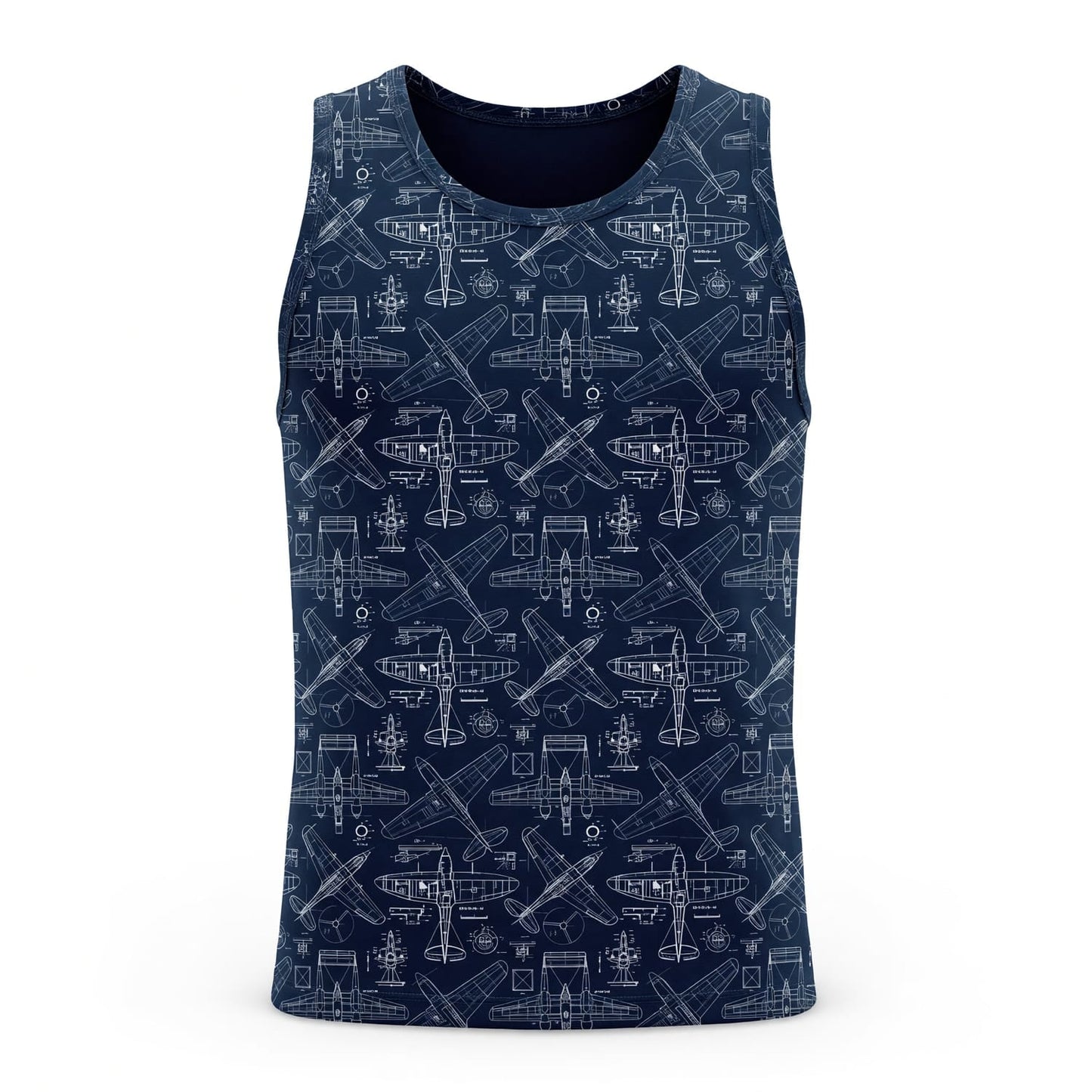 Vintage Aircraft Blueprint AOP T-Shirt - Retro Aviation Streetwear