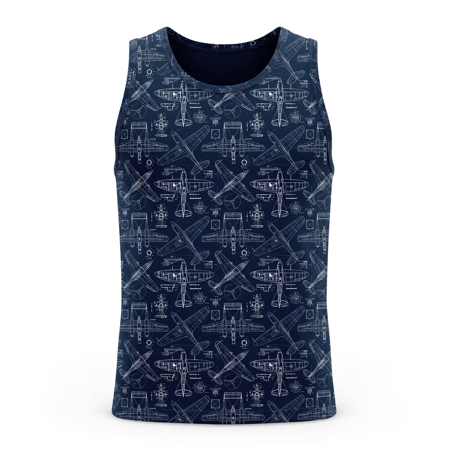 Vintage Aircraft Blueprint AOP T-Shirt - Retro Aviation Streetwear