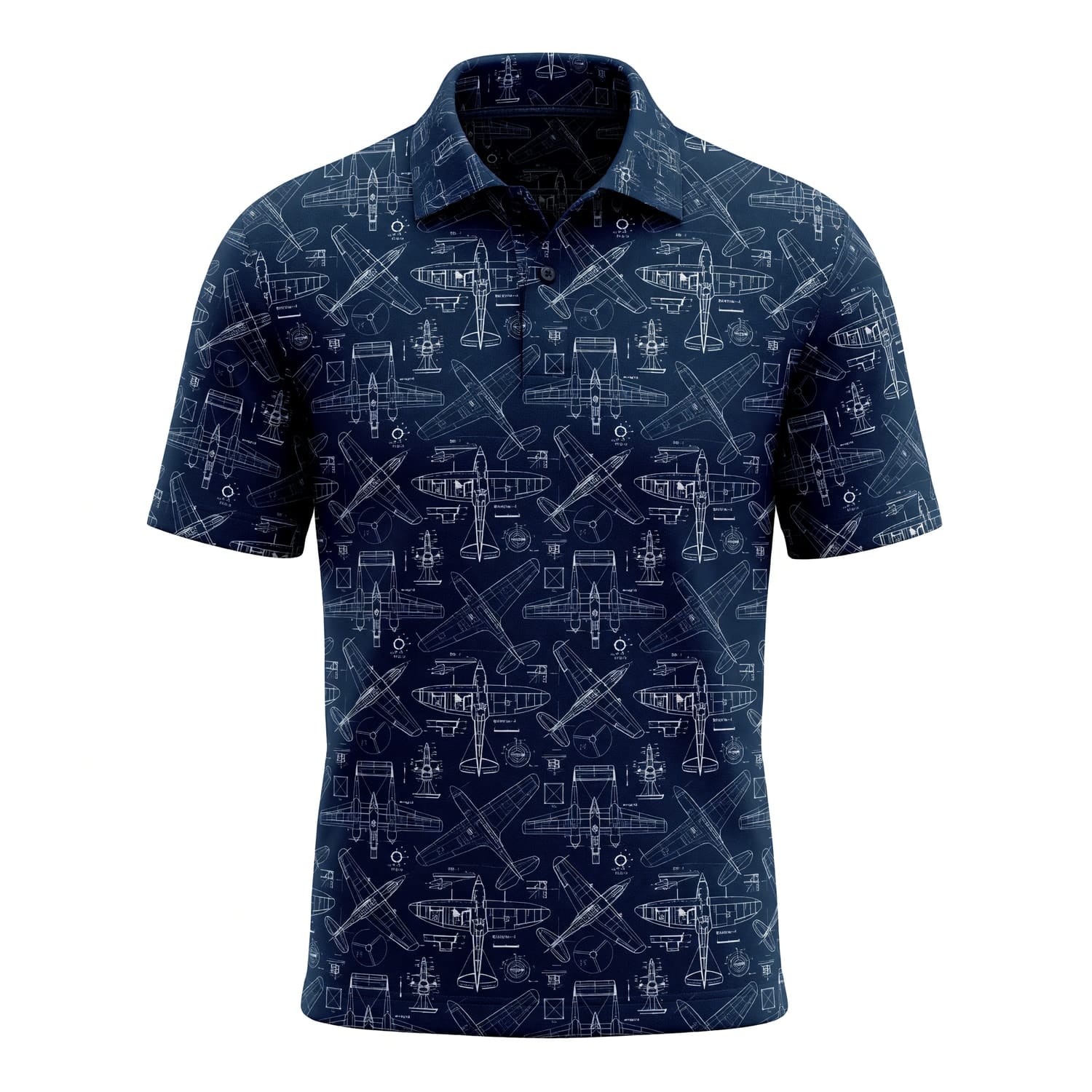 Vintage Aircraft Blueprint AOP T-Shirt - Retro Aviation Streetwear