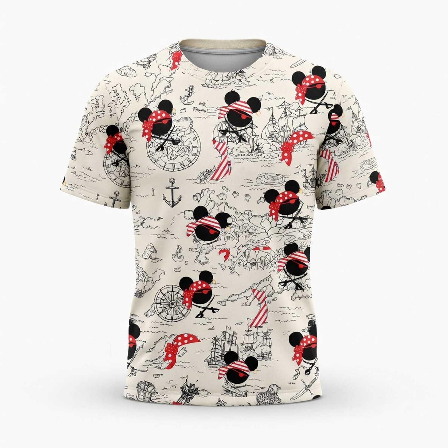 Pirate Map Icons AOP Apparel Mouse