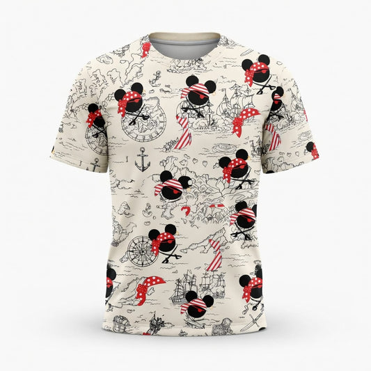Pirate Map Icons AOP Apparel Mouse