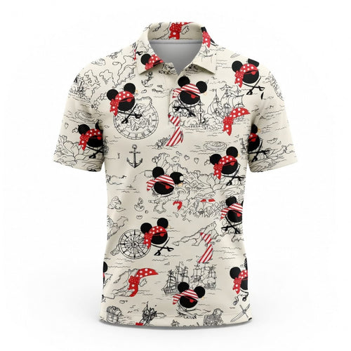 Pirate Map Icons AOP Apparel Mouse
