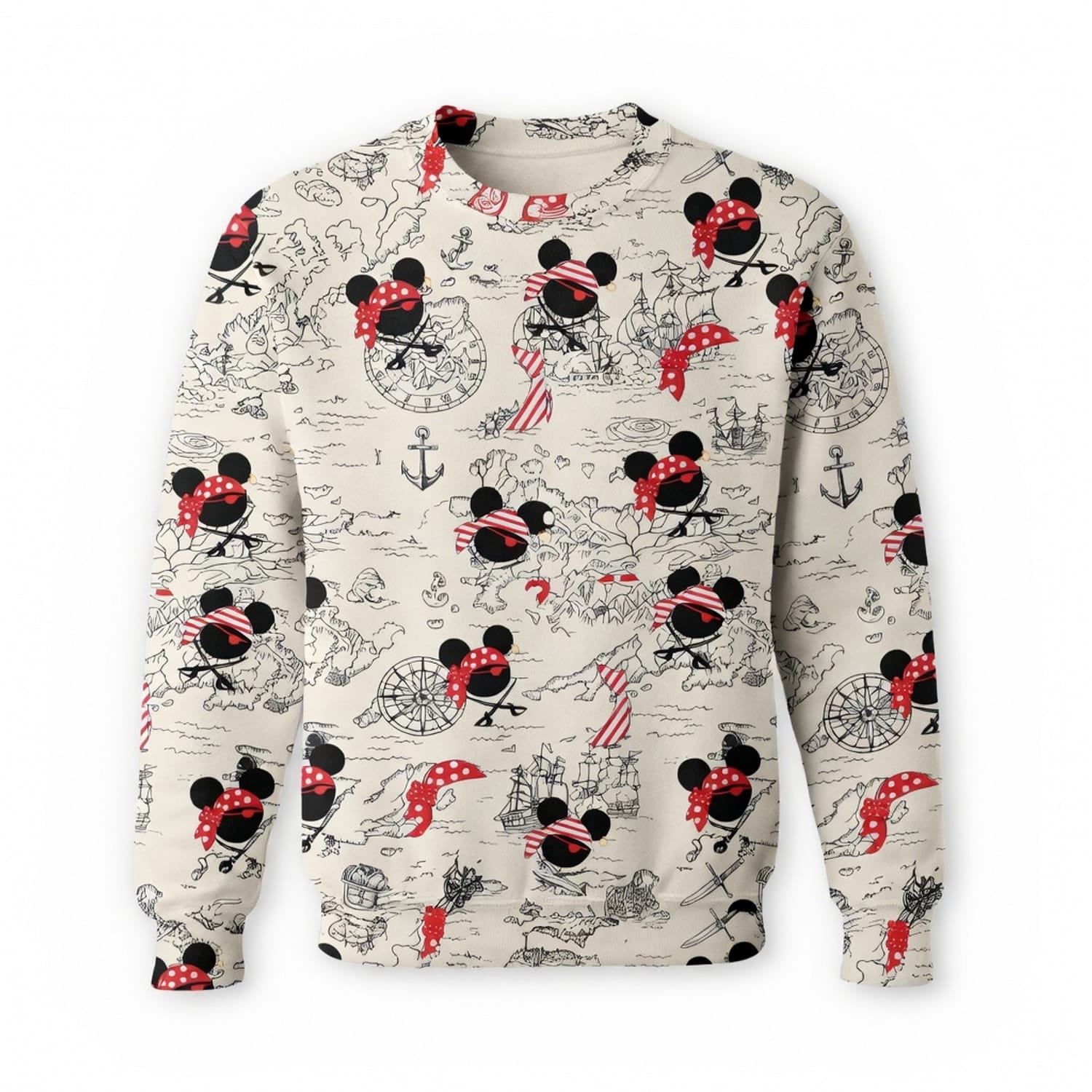 Pirate Map Icons AOP Apparel Mouse