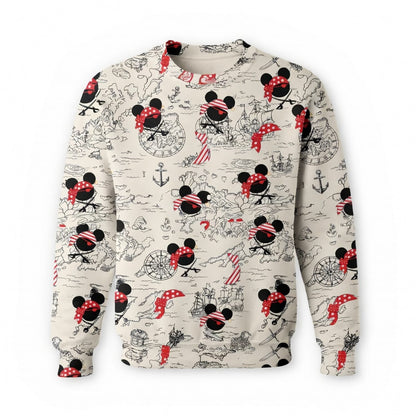 Pirate Map Icons AOP Apparel Mouse