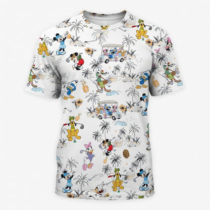 Golf Vacation Mouse Duck Lady Duck Silly Dog Pup AOP Apparel