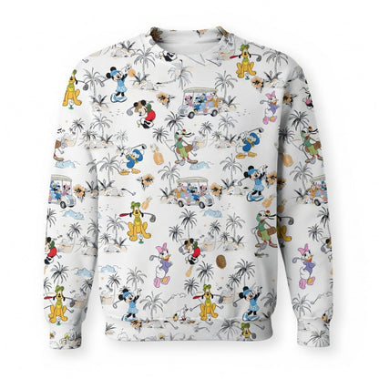 Golf Vacation Mouse Duck Lady Duck Silly Dog Pup AOP Apparel