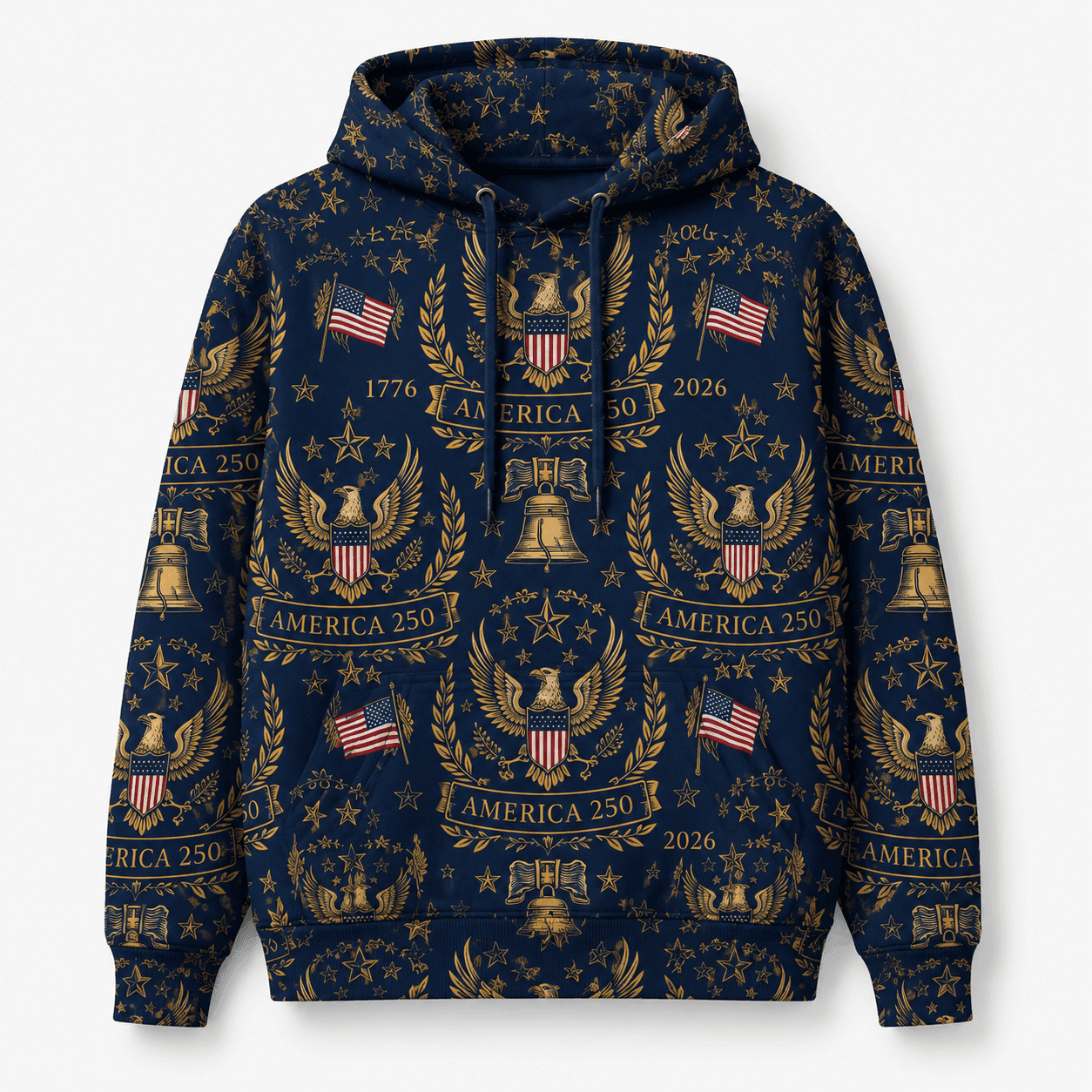 America 250 Luxury Eagle Crest Patriotic 1776-2026 Liberty Bell Apparel - AOPI1A3T001