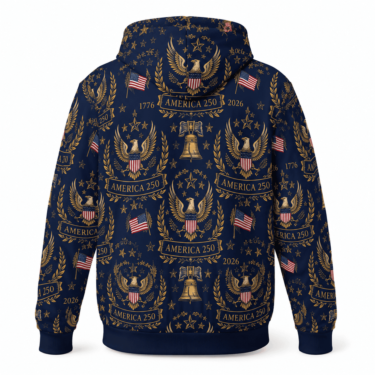 America 250 Luxury Eagle Crest Patriotic 1776-2026 Liberty Bell Apparel - AOPI1A3T001