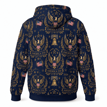 America 250 Luxury Eagle Crest Patriotic 1776-2026 Liberty Bell Apparel - AOPI1A3T001