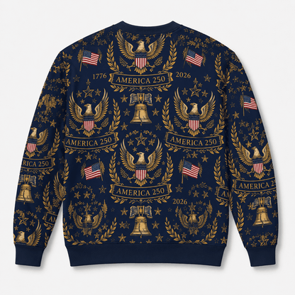 America 250 Luxury Eagle Crest Patriotic 1776-2026 Liberty Bell Apparel - AOPI1A3T001