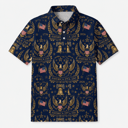 America 250 Luxury Eagle Crest Patriotic 1776-2026 Liberty Bell Apparel - AOPI1A3T001