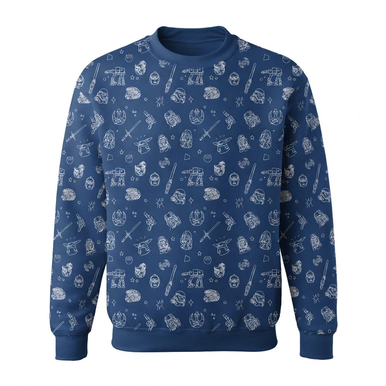 Galactic Icons AOP T-Shirt - Blue Line Art Galaxy Pattern Apparel