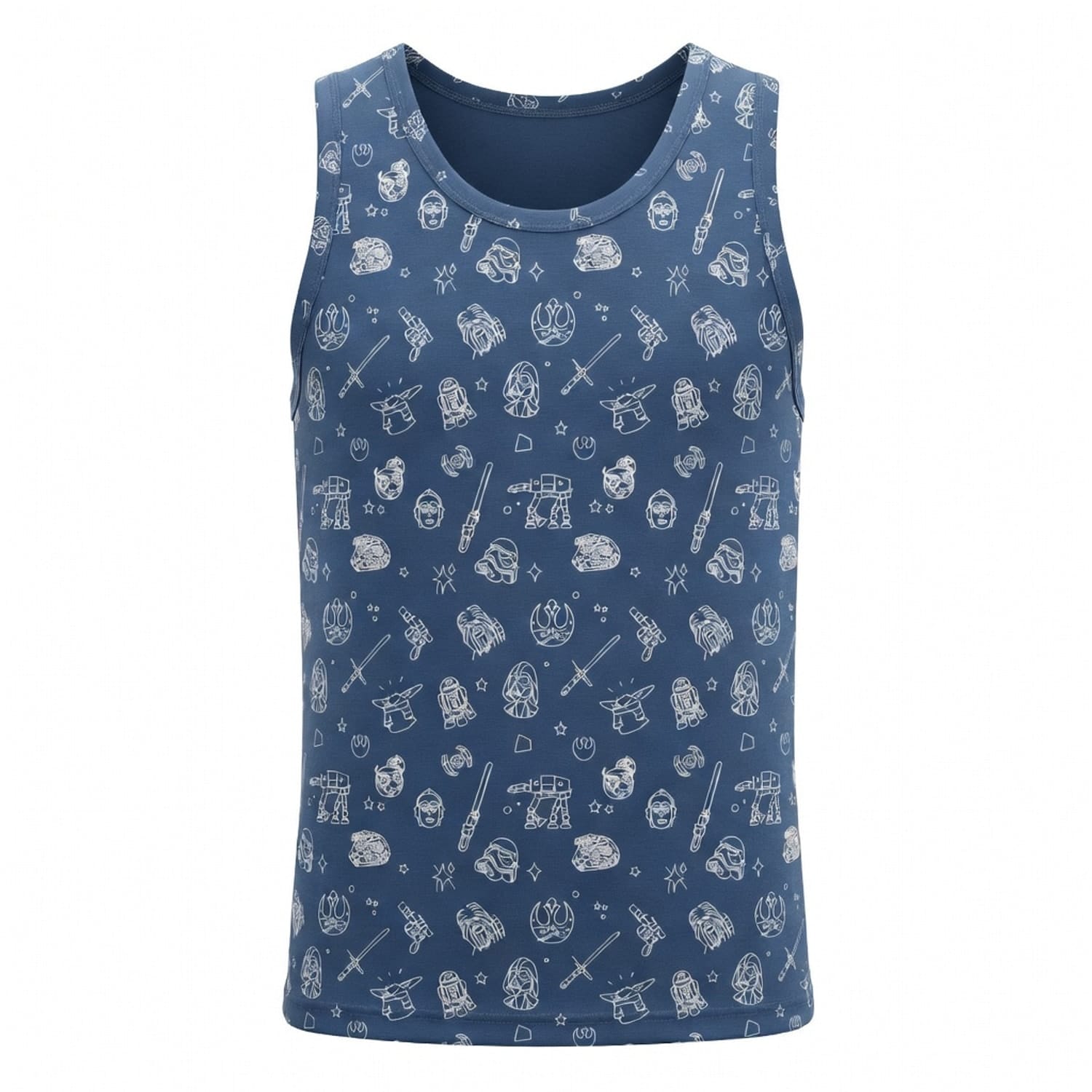 Galactic Icons AOP T-Shirt - Blue Line Art Galaxy Pattern Apparel