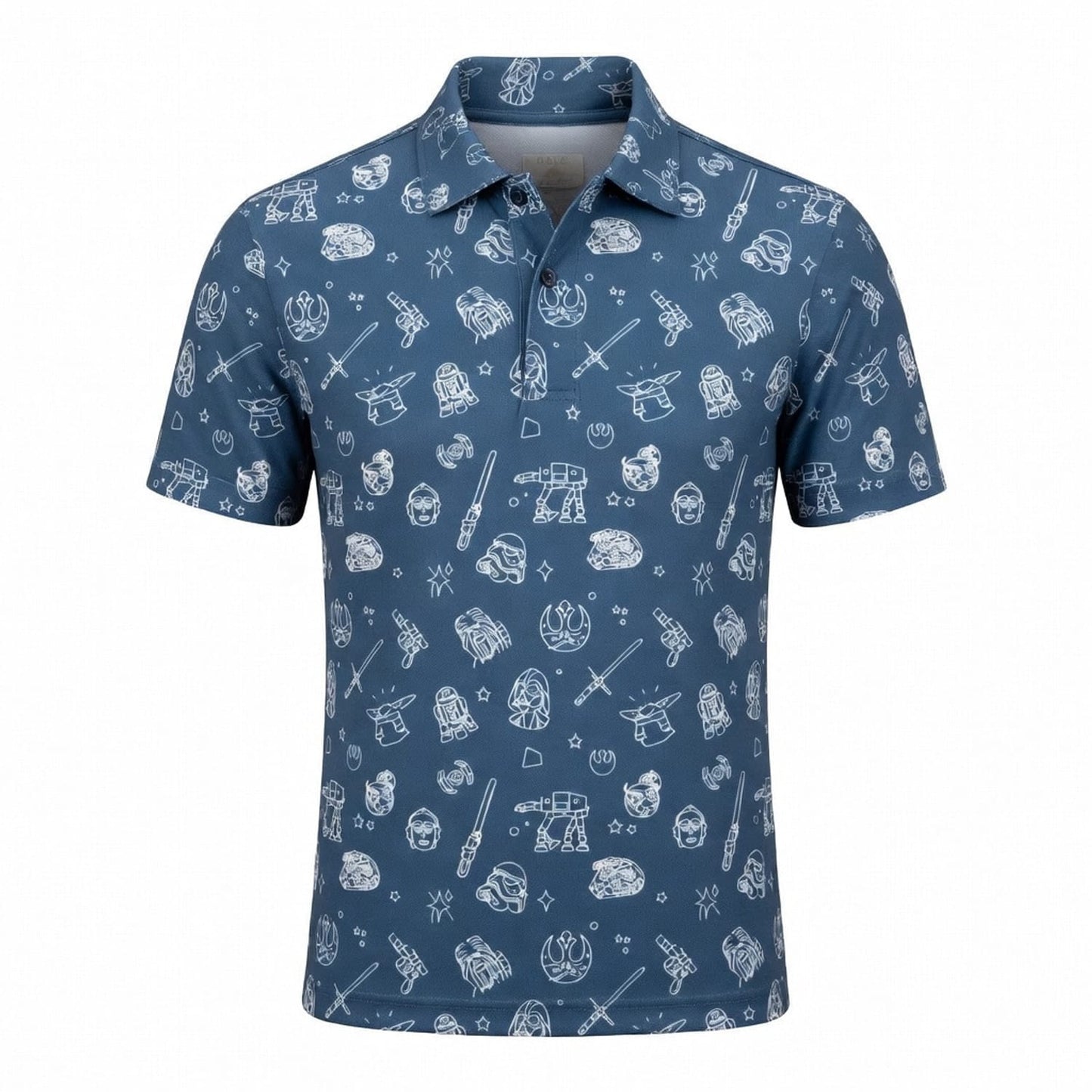 Galactic Icons AOP T-Shirt - Blue Line Art Galaxy Pattern Apparel