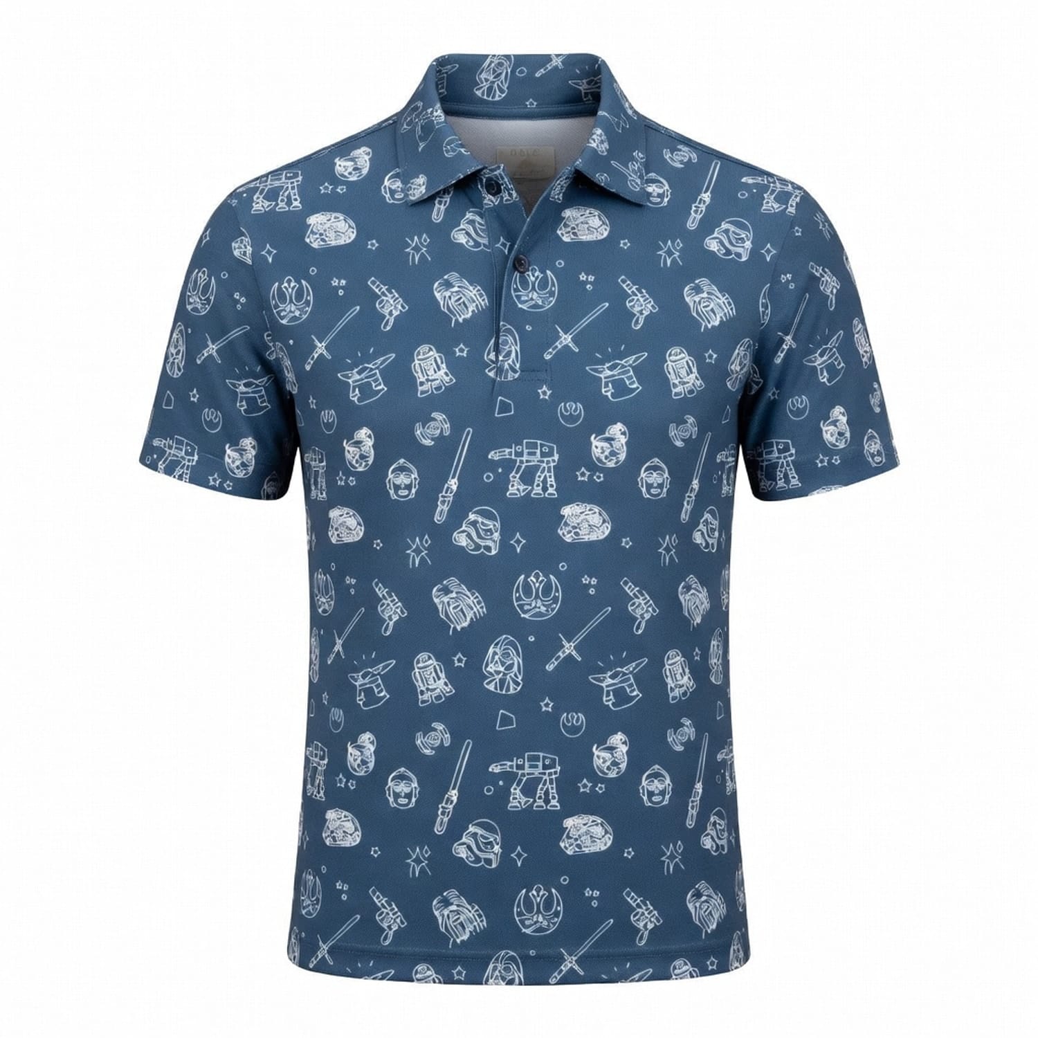 Galactic Icons AOP T-Shirt - Blue Line Art Galaxy Pattern Apparel