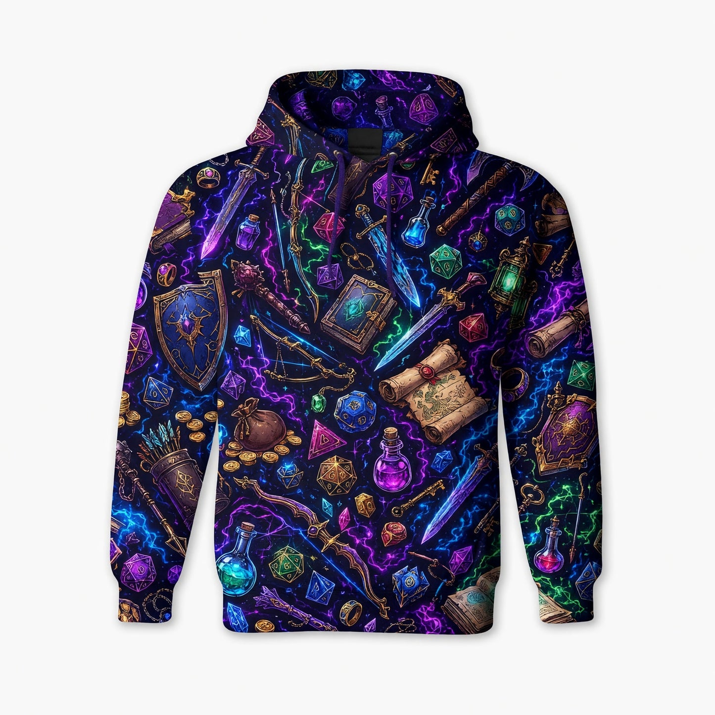 Fantasy Items AOP T-Shirt - Neon RPG Dice Gamer Apparel