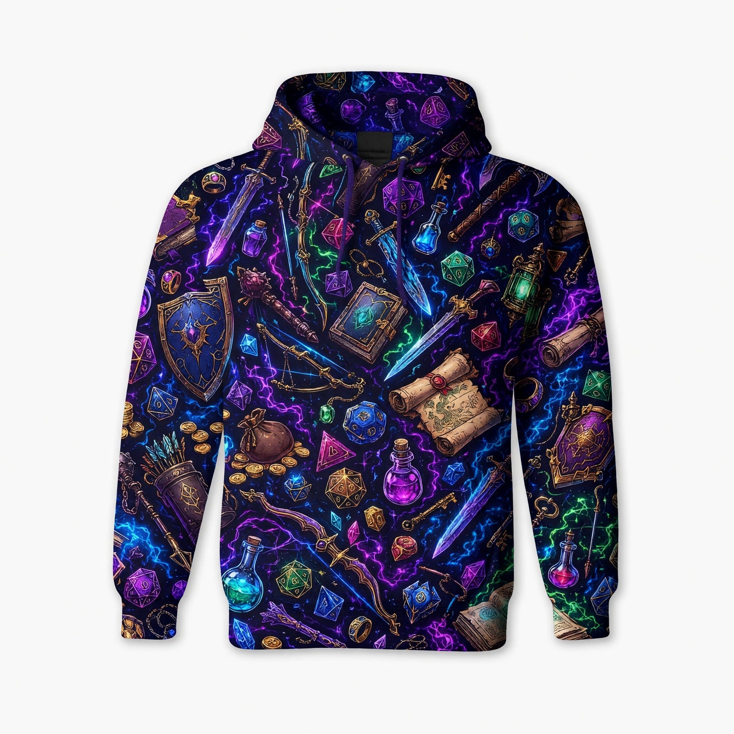 Fantasy Items AOP T-Shirt - Neon RPG Dice Gamer Apparel