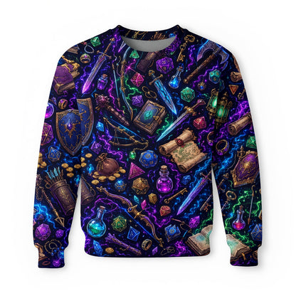 Fantasy Items AOP T-Shirt - Neon RPG Dice Gamer Apparel
