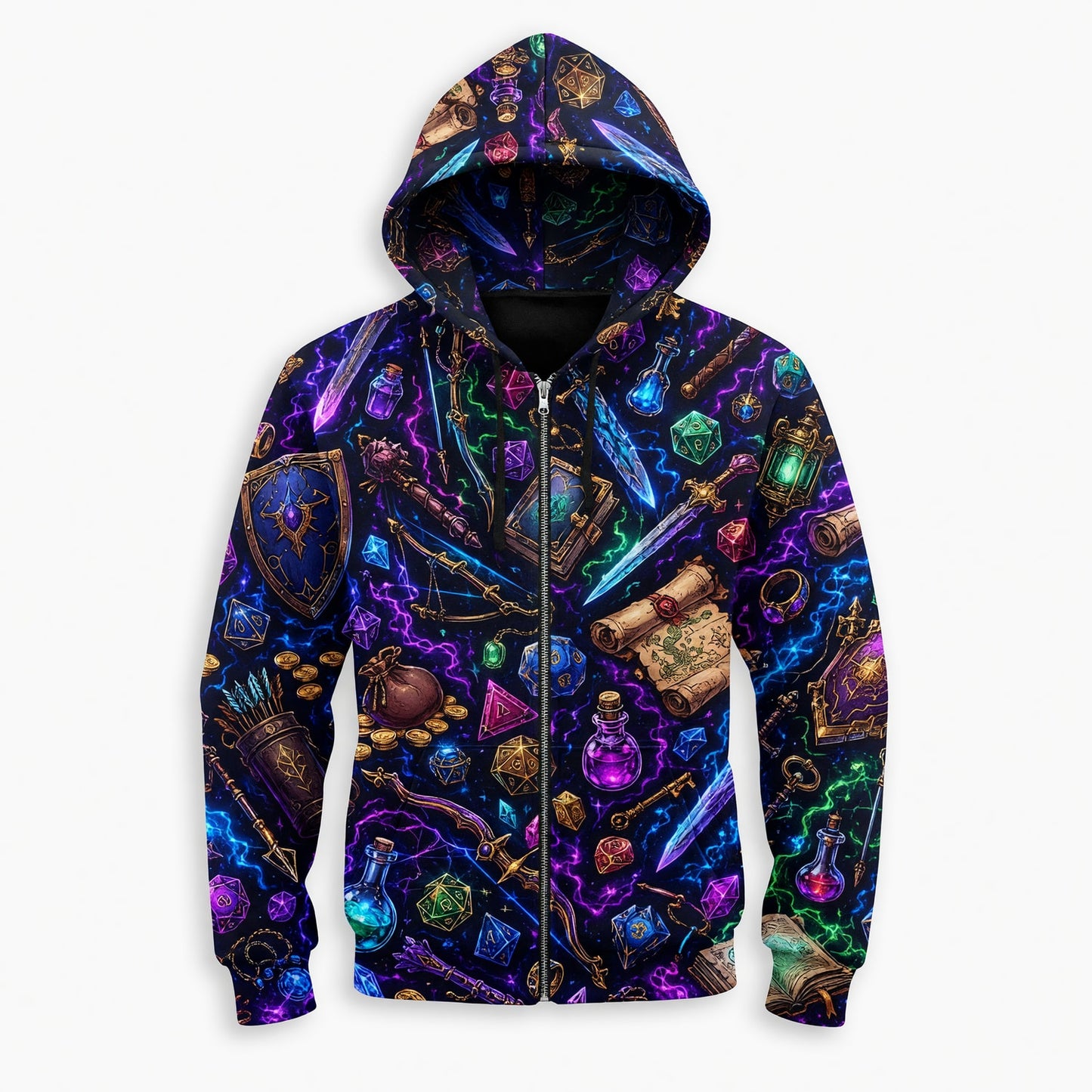 Fantasy Items AOP T-Shirt - Neon RPG Dice Gamer Apparel