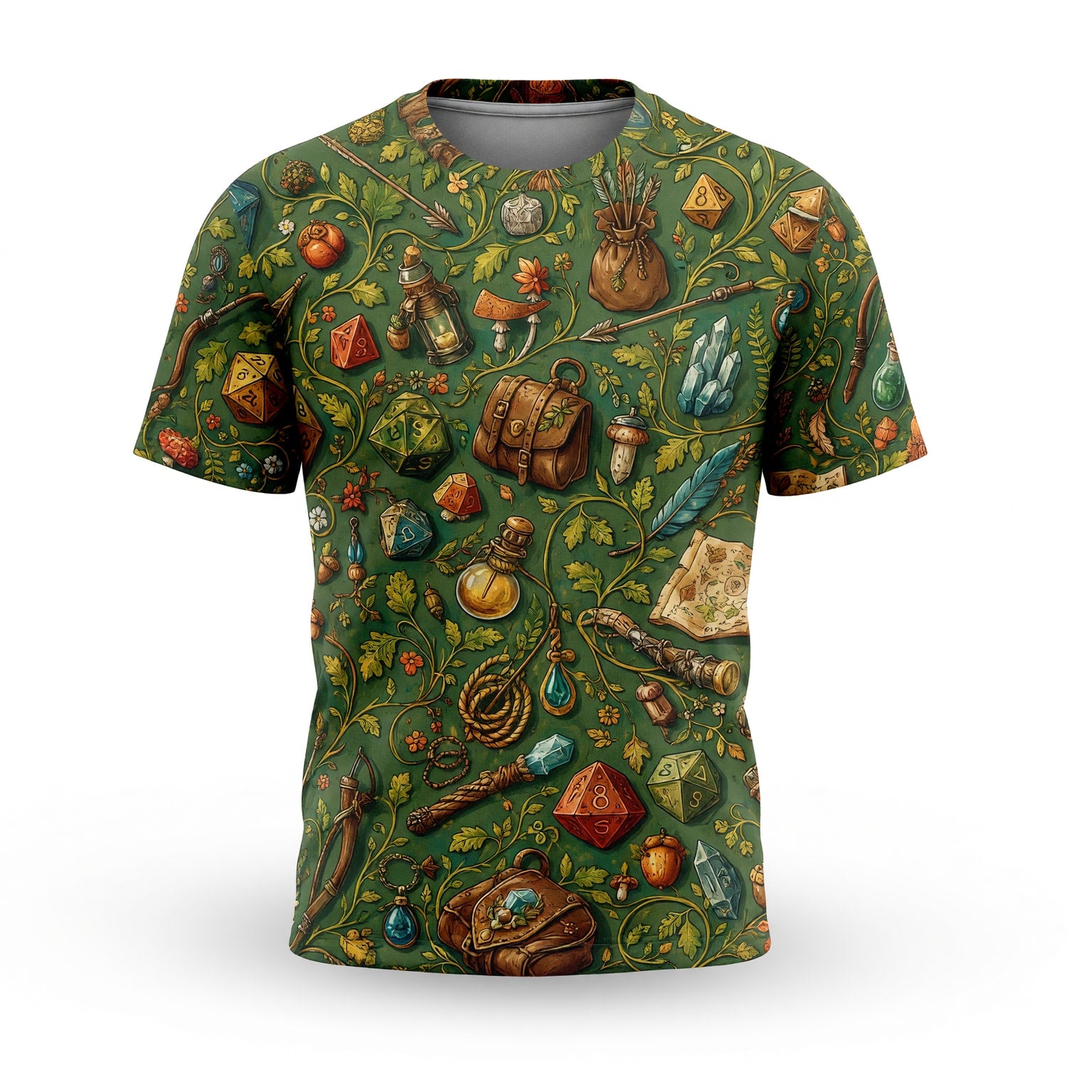 Fantasy Dungeon Dice AOP T-Shirt - Fantasy RPG Pattern Apparel
