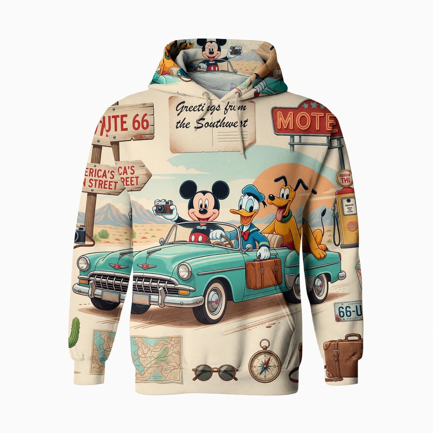 Route 66 Mouse AOP Apparel - Vintage Road Trip Streetwear