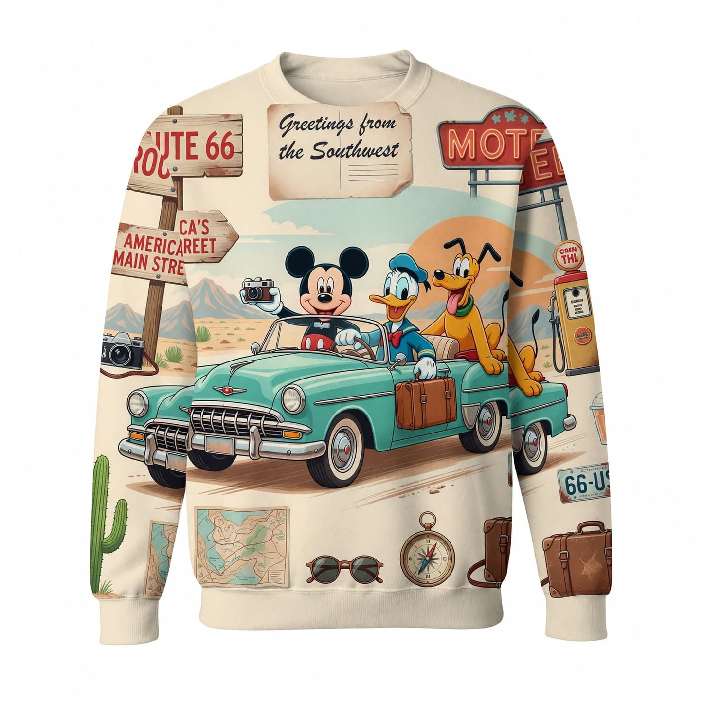 Route 66 Mouse AOP Apparel - Vintage Road Trip Streetwear