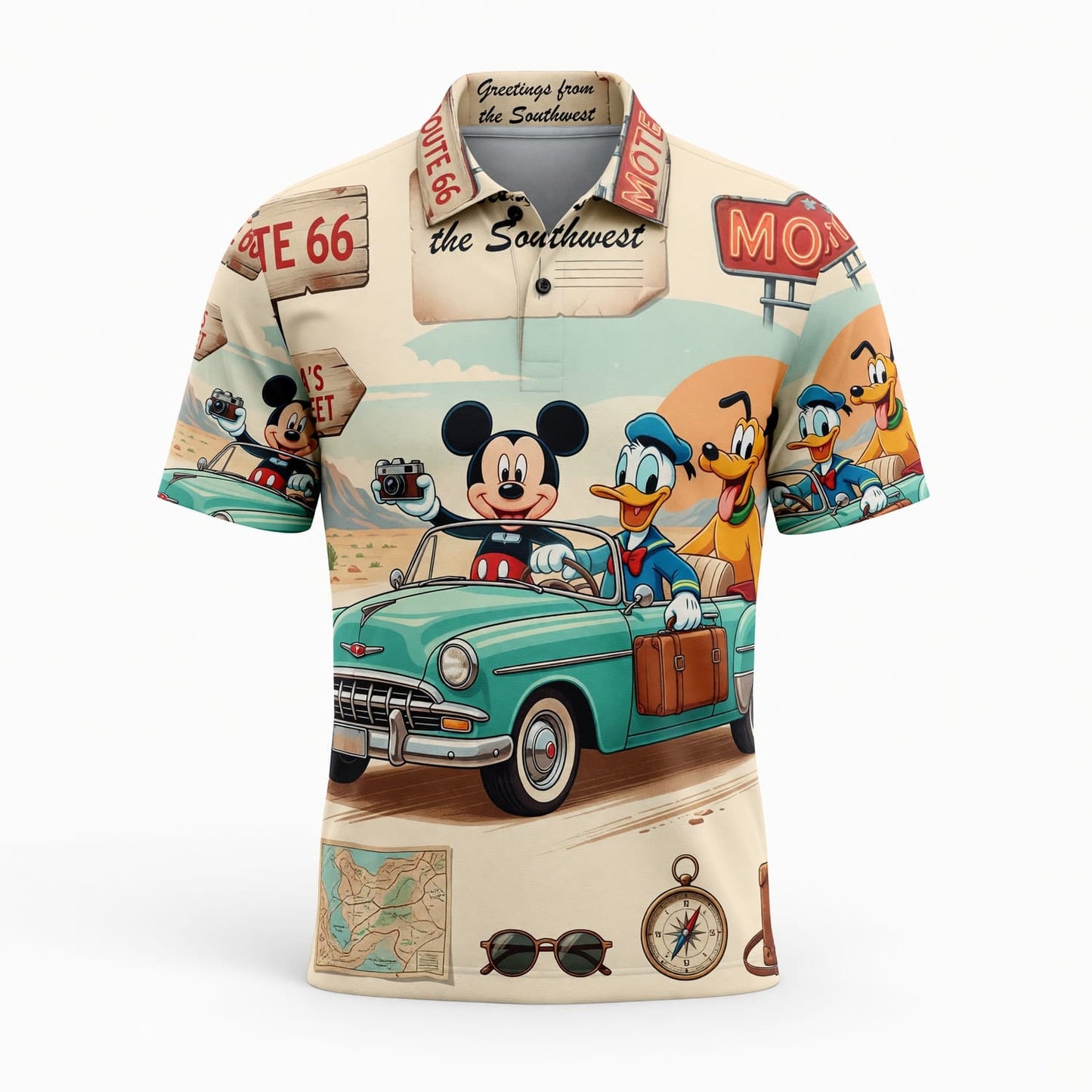 Route 66 Mouse AOP Apparel - Vintage Road Trip Streetwear