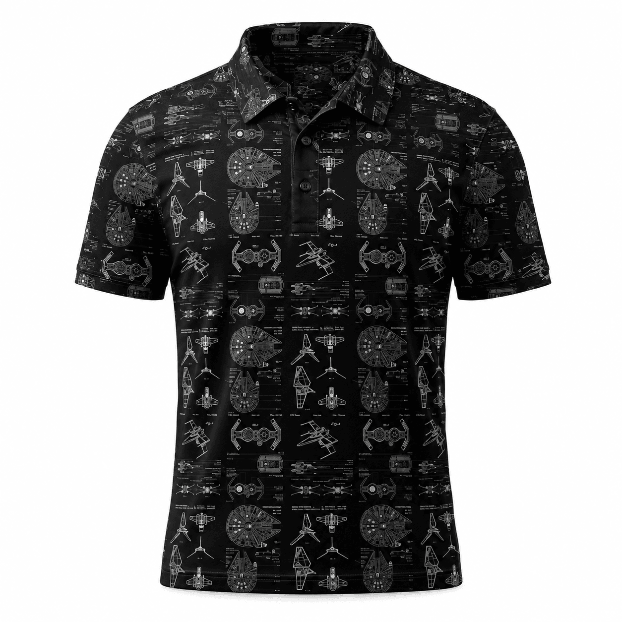 Galactic Starship Blueprint AOP Apparel