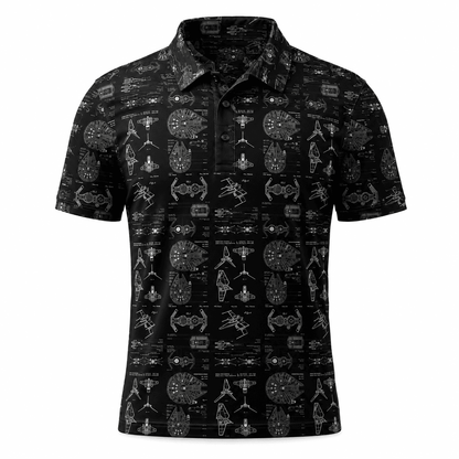 Galactic Starship Blueprint AOP Apparel