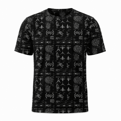 Galactic Starship Blueprint AOP Apparel