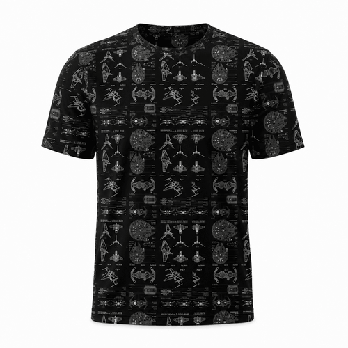 Galactic Starship Blueprint AOP Apparel