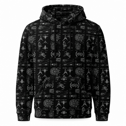 Galactic Starship Blueprint AOP Apparel