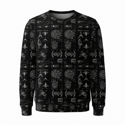 Galactic Starship Blueprint AOP Apparel