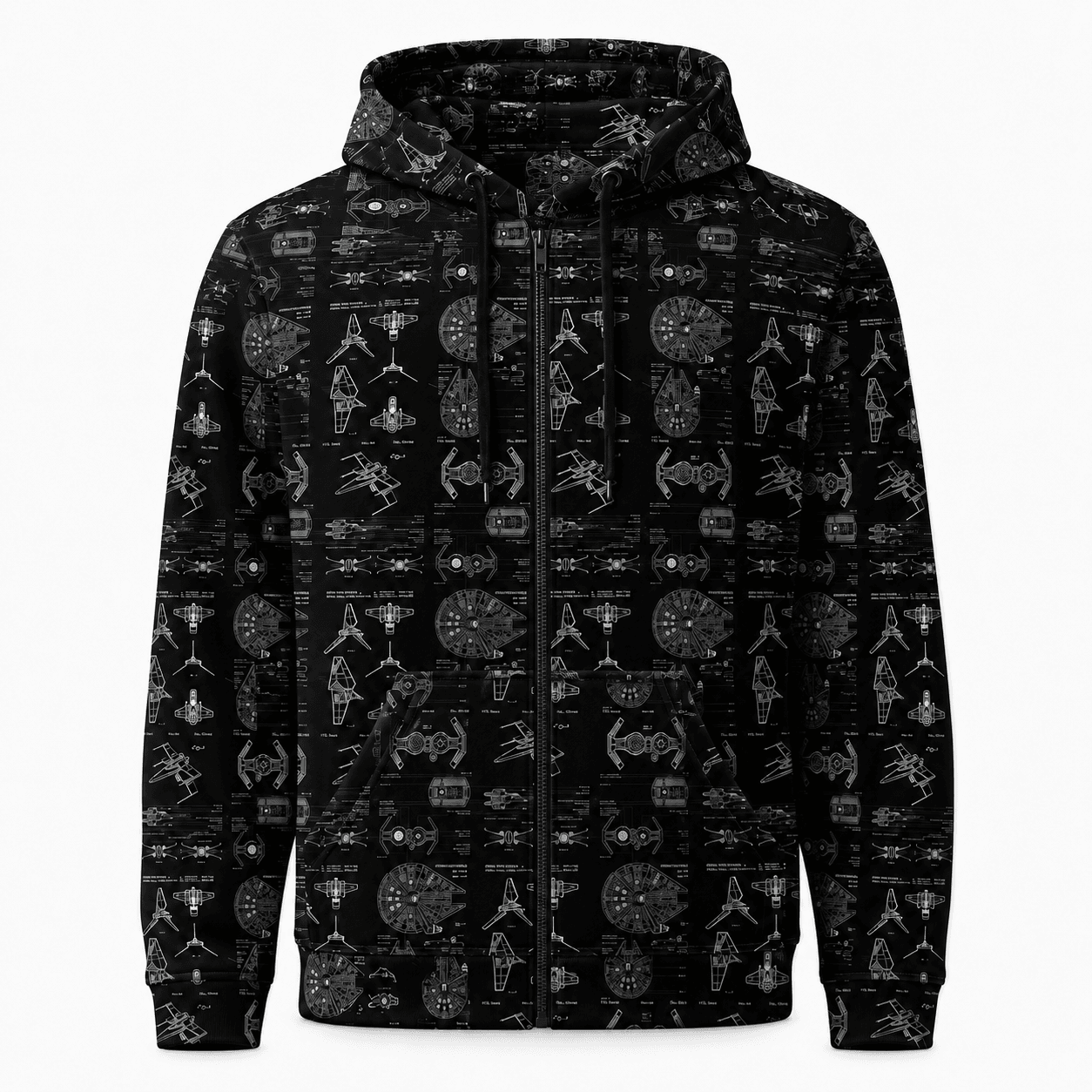 Galactic Starship Blueprint AOP Apparel