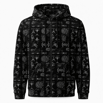 Galactic Starship Blueprint AOP Apparel