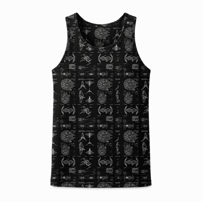 Galactic Starship Blueprint AOP Apparel