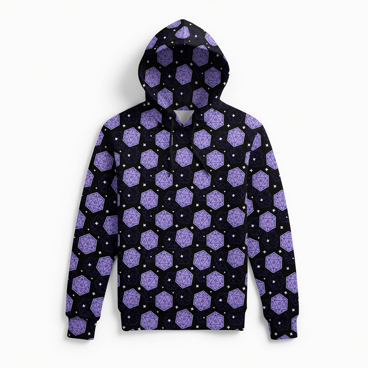D20 Dice AOP T-Shirt - Purple RPG Tabletop Gaming Pattern