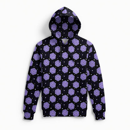 D20 Dice AOP T-Shirt - Purple RPG Tabletop Gaming Pattern