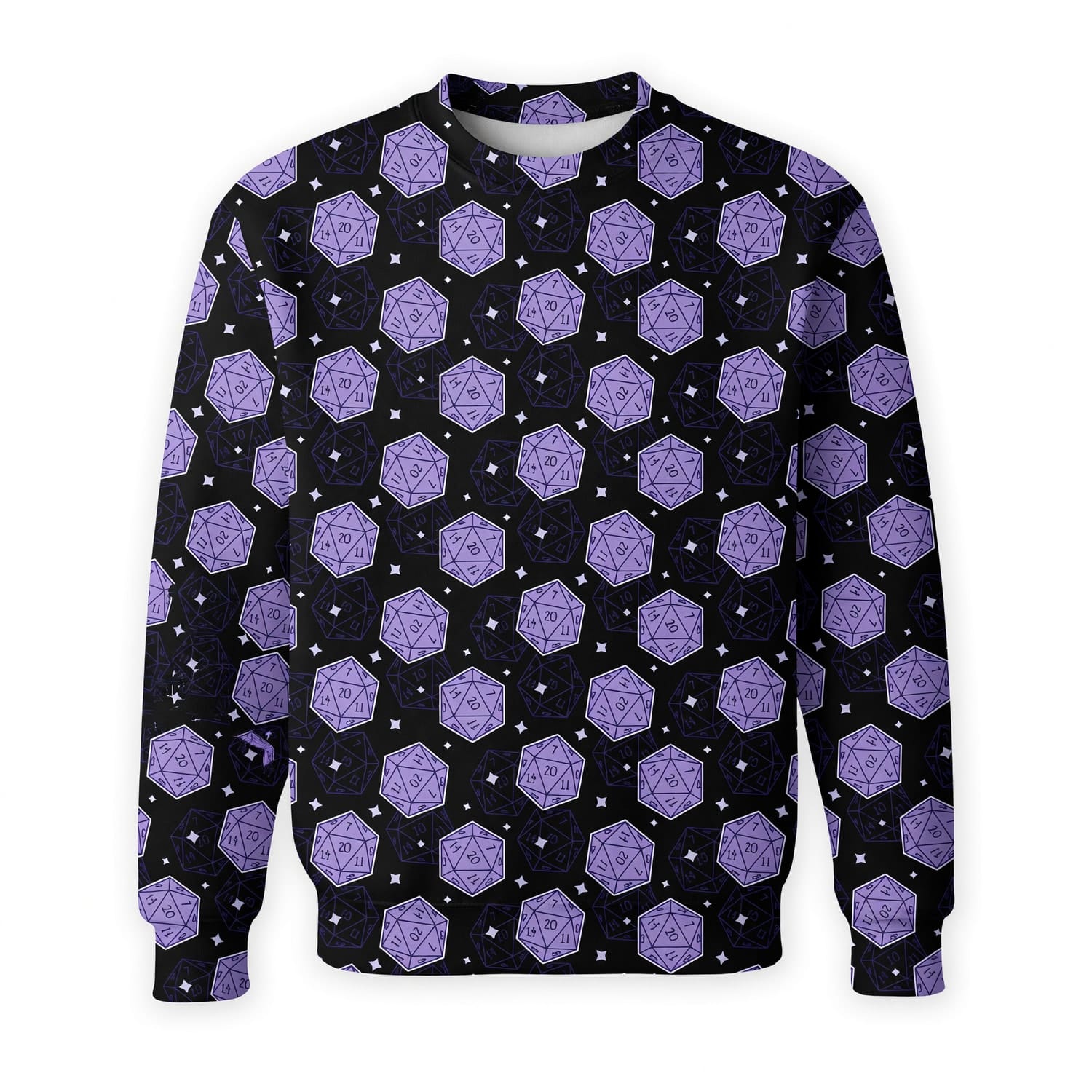D20 Dice AOP T-Shirt - Purple RPG Tabletop Gaming Pattern