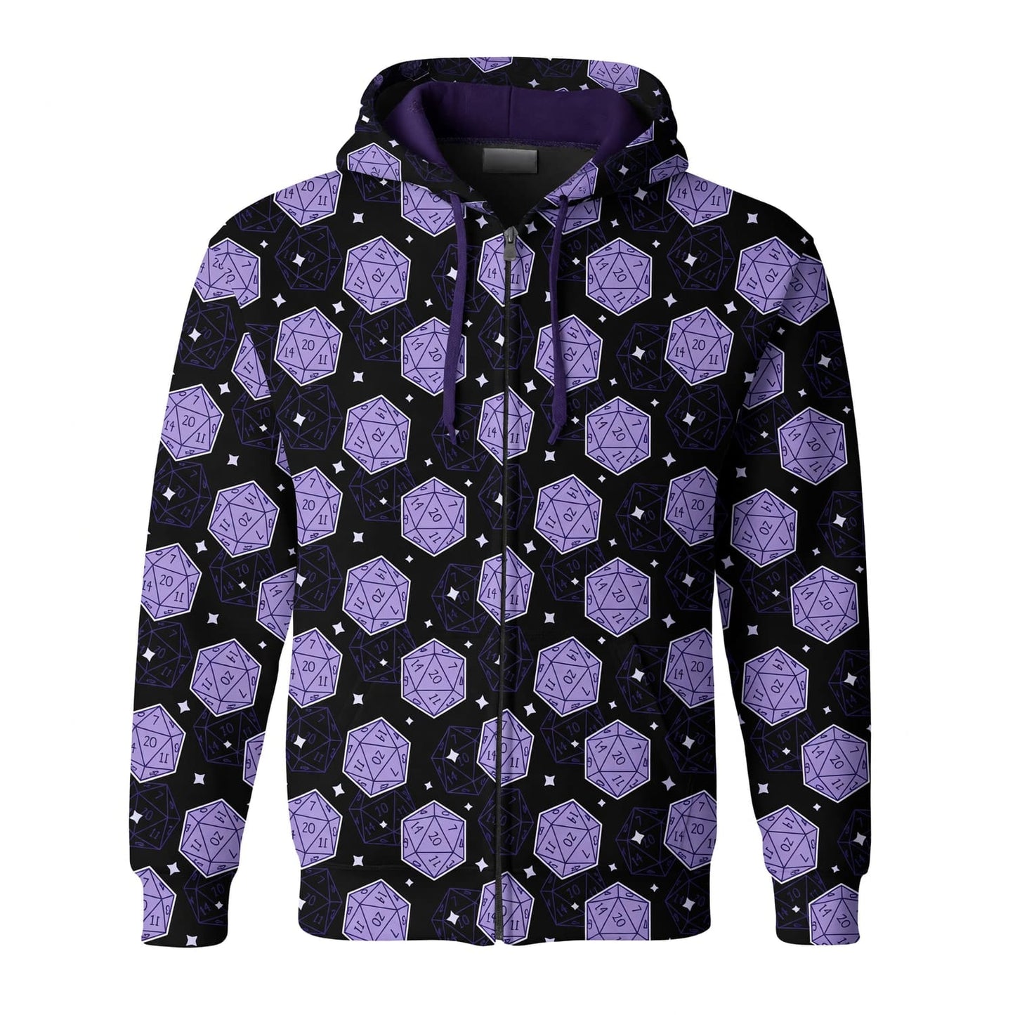 D20 Dice AOP T-Shirt - Purple RPG Tabletop Gaming Pattern