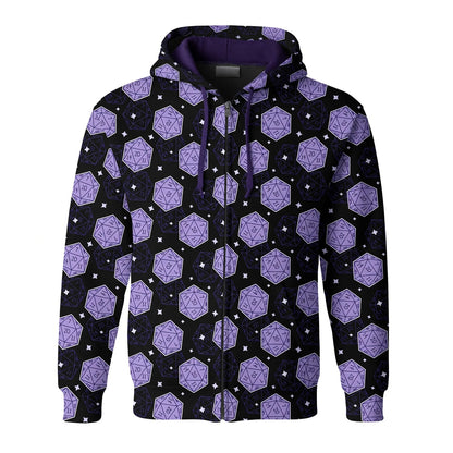 D20 Dice AOP T-Shirt - Purple RPG Tabletop Gaming Pattern