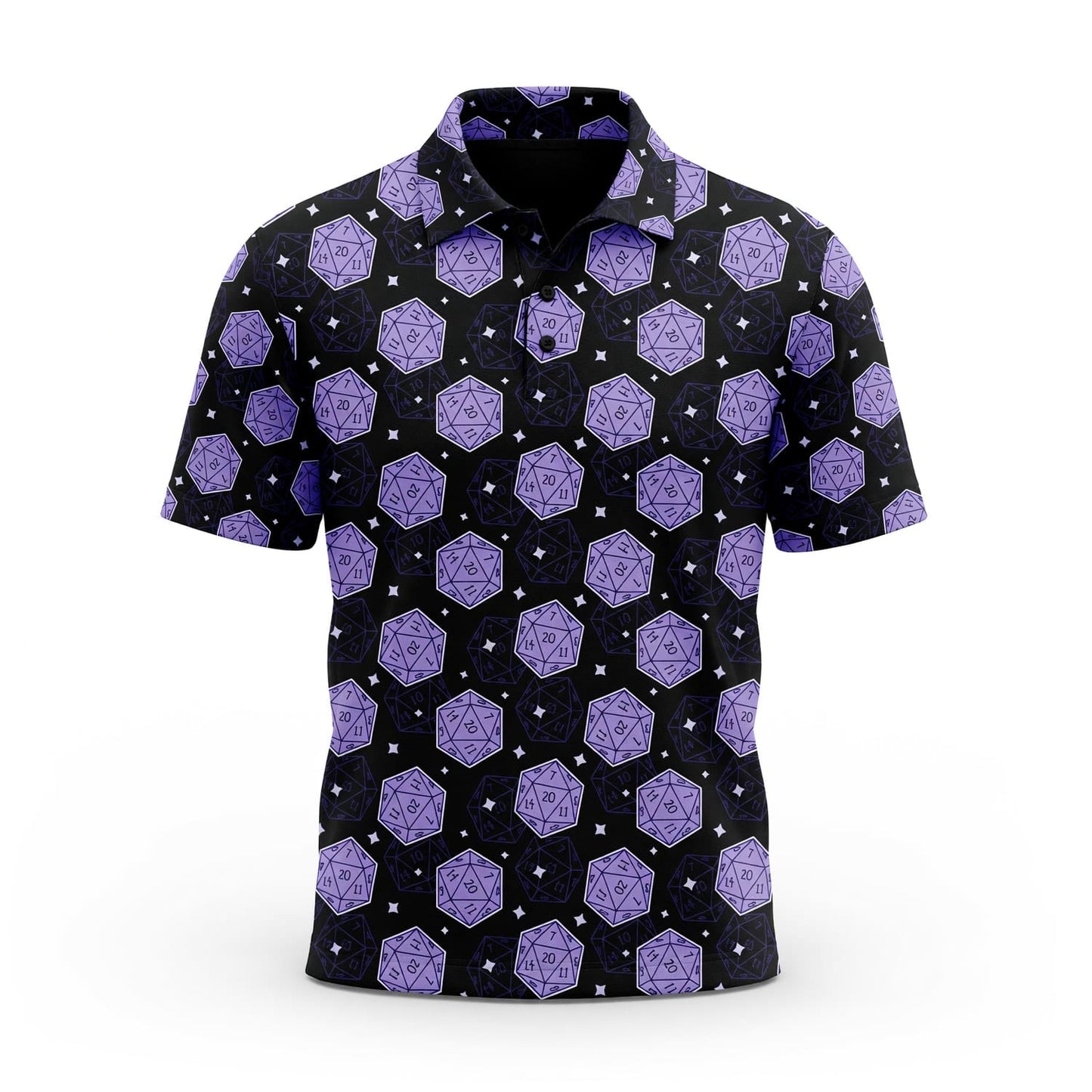 D20 Dice AOP T-Shirt - Purple RPG Tabletop Gaming Pattern